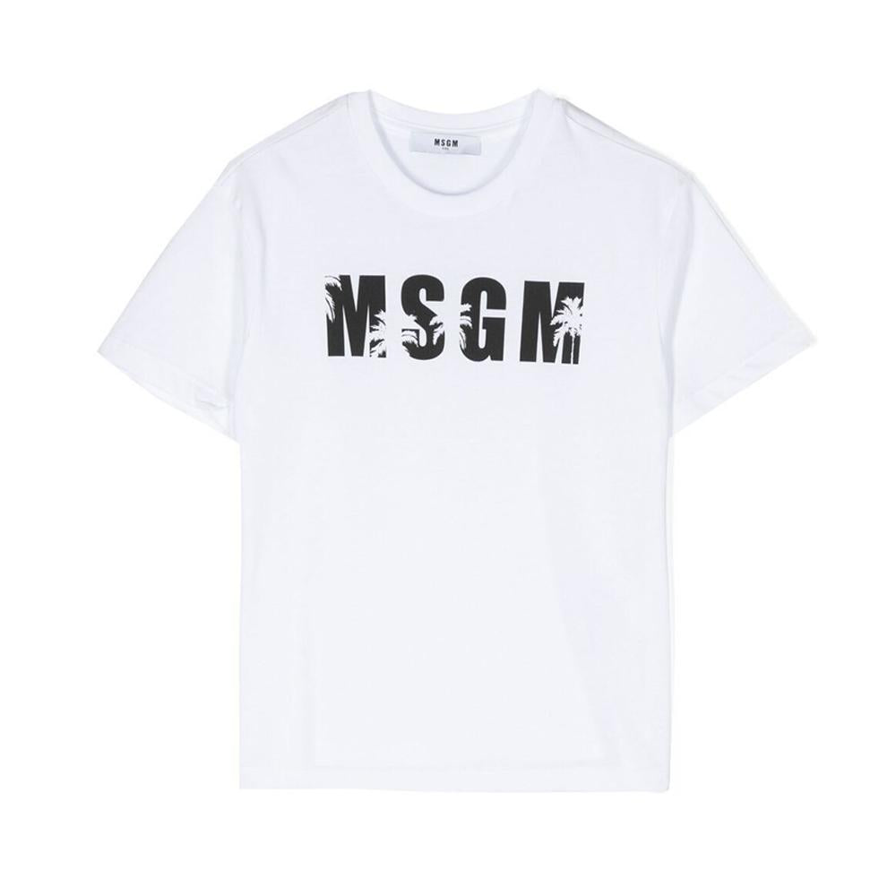 MSGM Women’s Logo Print T-Shirt White Cotton