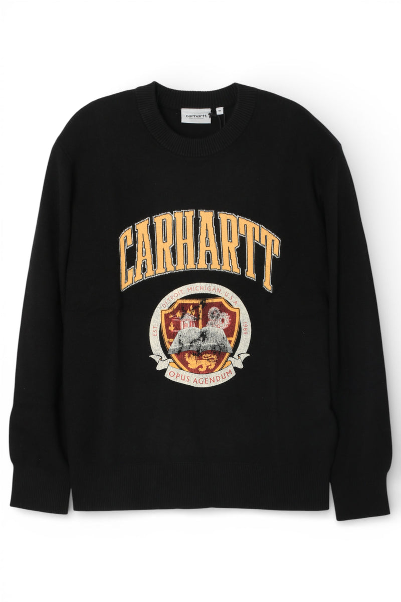 CARHARTT WIP Library College Cotton Crewneck Sweater Black