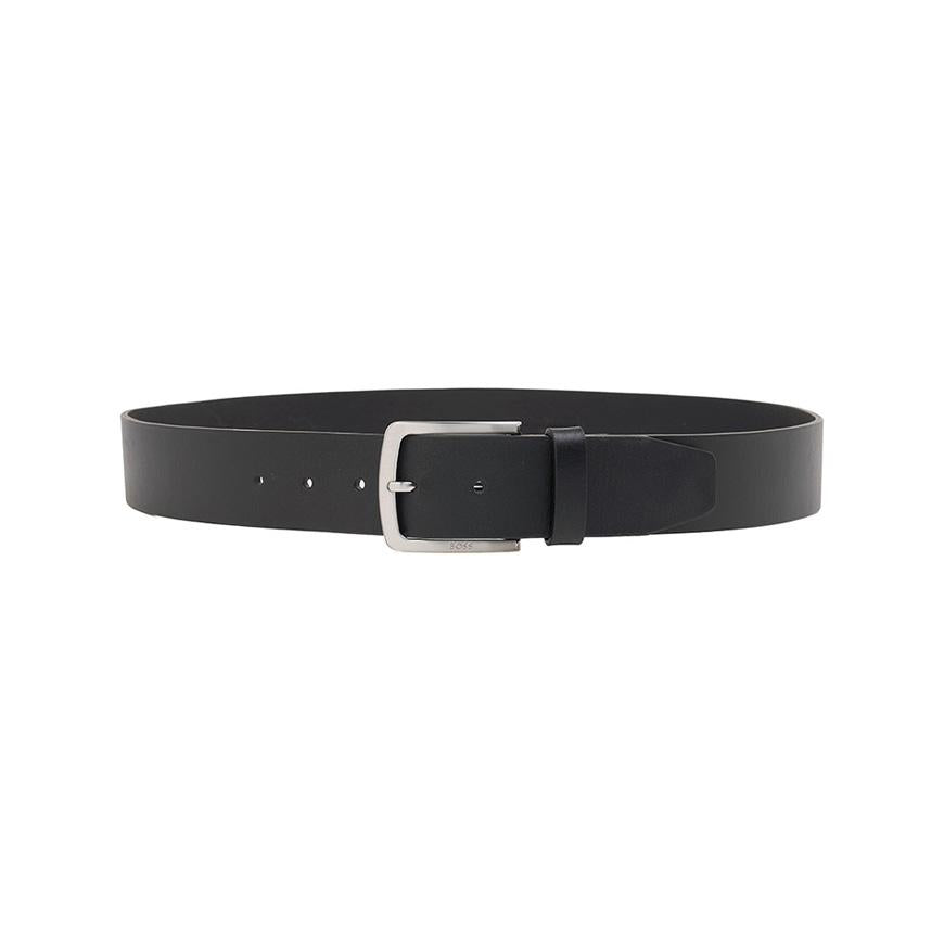 HUGO BOSS Men’s Logo Engraved Leather Belt Black