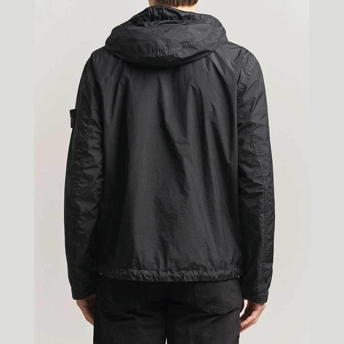 STONE ISLAND Black Crinkle Reps Anti-Drop Windbreaker Jacket