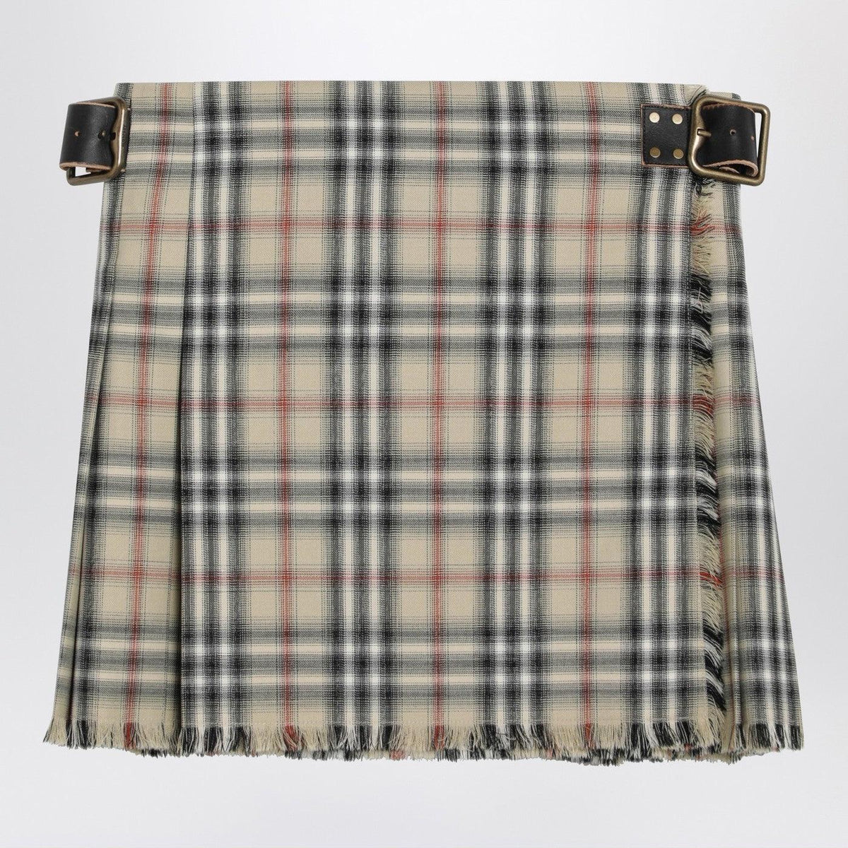 BURBERRY Beige Check Wool Mini Skirt