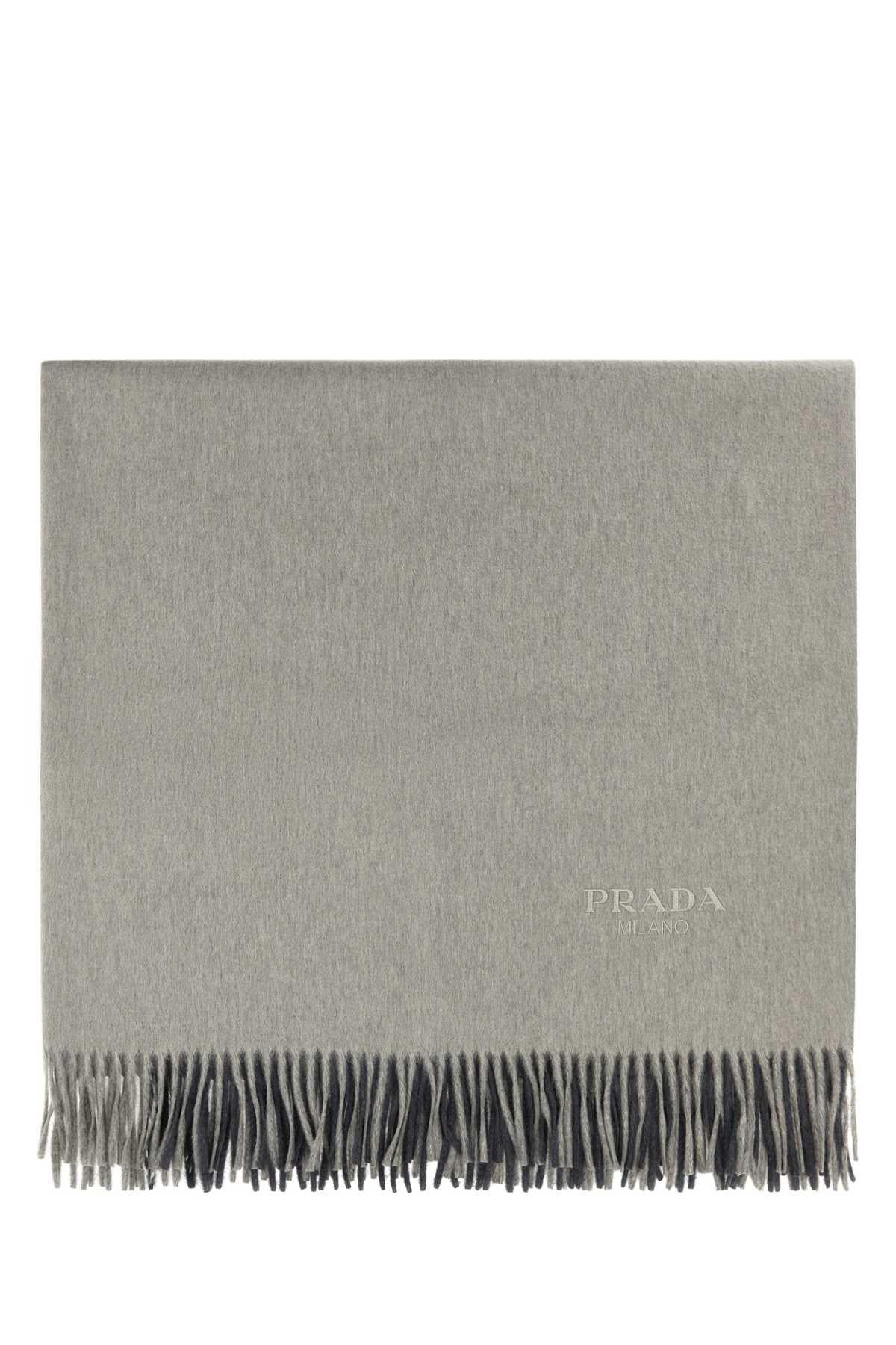 PRADA Wool Blanket Scarf Gray