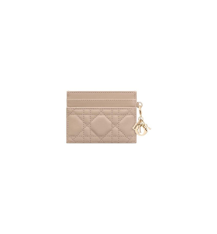 DIOR Lady Dior Freesia Leather Card Holder Wallet