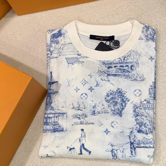 Louis Vuitton Printed Cotton Piqué T-Shirt White