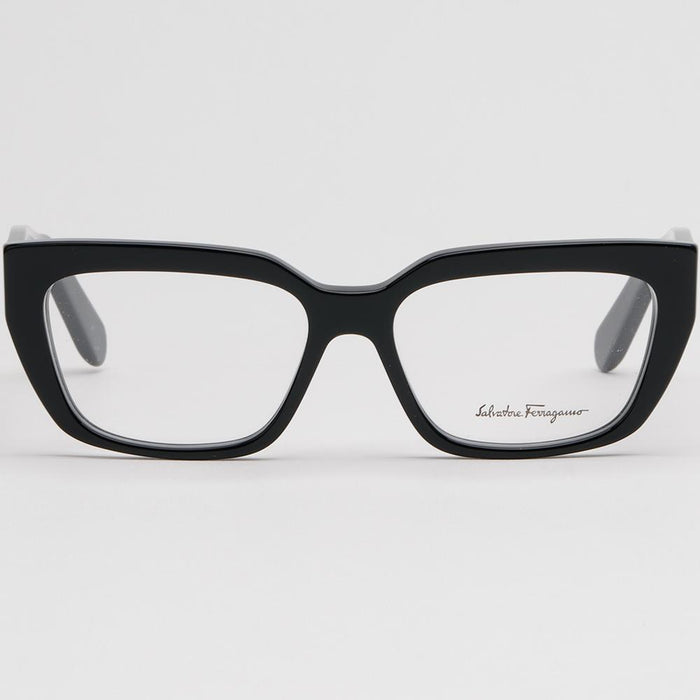 Ferragamo Thick Black Acetate Oval Eyeglass Frames Unisex SF2905 001