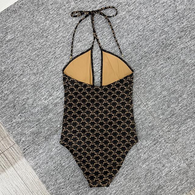 CELINE Triomphe Monogram Swimsuit Brown Women’s Swimwear