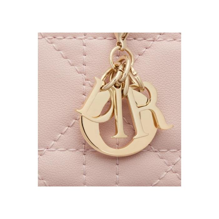 DIOR Lady Dior Jasmine Calfskin Card Holder Wallet Pink
