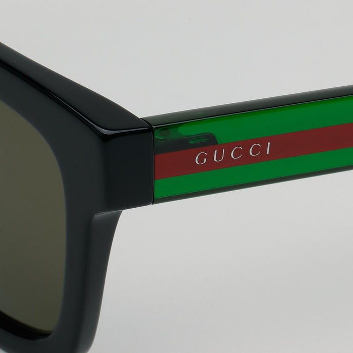 GUCCI Acetate Square Stripe Temple Sunglasses Black Unisex