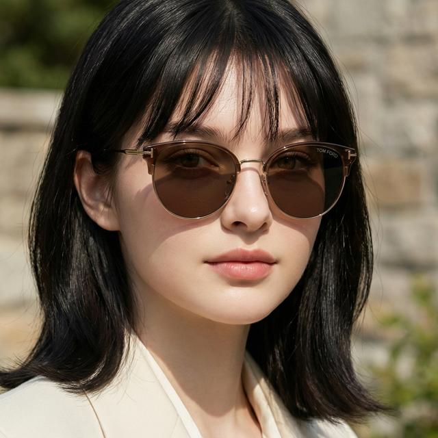 TOM FORD Round Clear Half-Rim Sunglasses Unisex Fashion TF898K 45E
