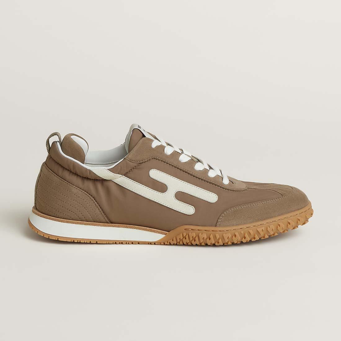 HERMES Etoupe Leather Low-Top Sneakers Unisex