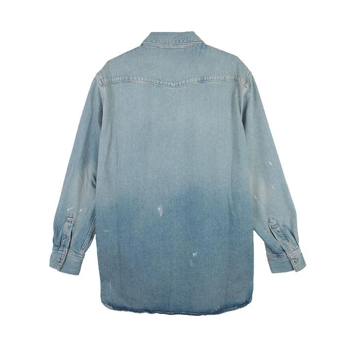 Acne Studios Dirty Wash Oversized Denim Long Sleeve Shirt