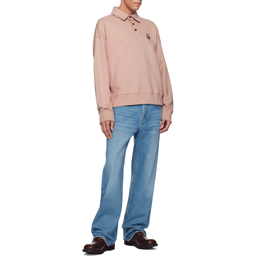 Maison Kitsune Bolt Fox Polo Collar Men’s Sweatshirt OM00211 KM0001