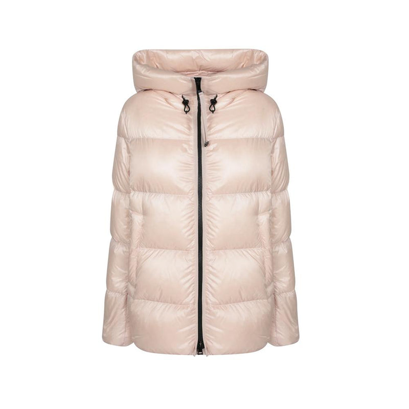 Moncler Light Pink Hooded Short Down Puffer Jacket with Logo 1A000 68 597YG 529