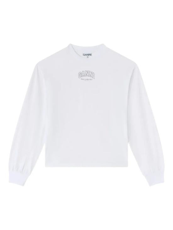 GANNI Bright White Long Sleeve Sweatshirt A1050068151