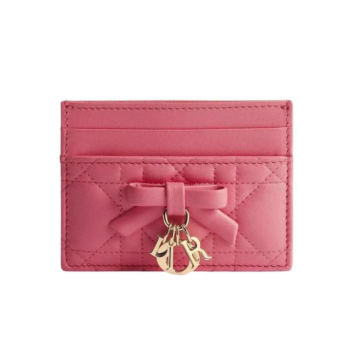 DIOR Lady Dior Freesia Leather Card Holder Wallet