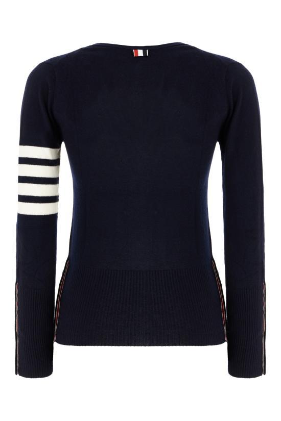 THOM BROWNE Navy Wool Button-Up Cardigan for Women