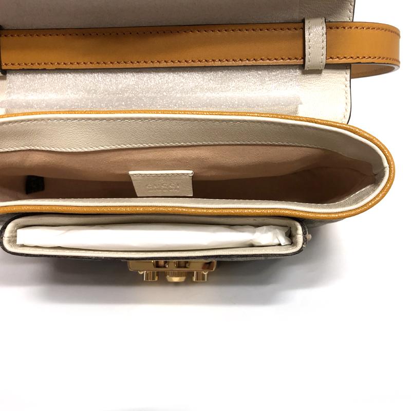 GUCCI Padlock Mini Shoulder Bag Beige GG Supreme Leather Trim
