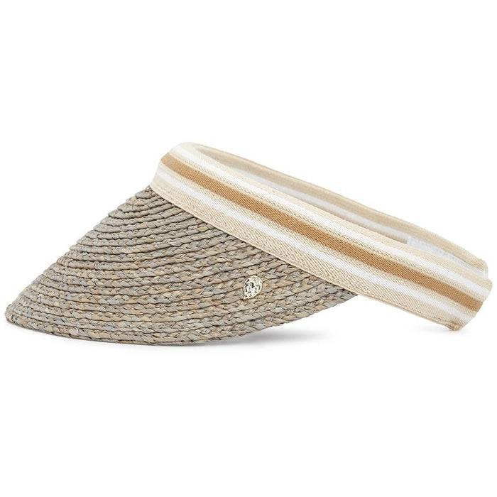HELEN KAMINSKI Women's Striped Sun Visor HAT50265 ECLIPSE MELANGE NOUGAT STRIPE