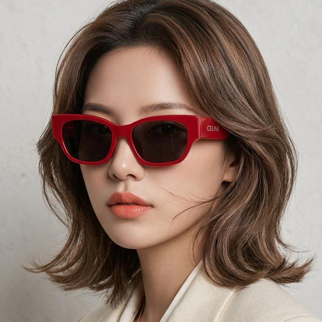 CELINE Monochrome 01 Square Acetate Sunglasses Vivid Red CL40197U 66A
