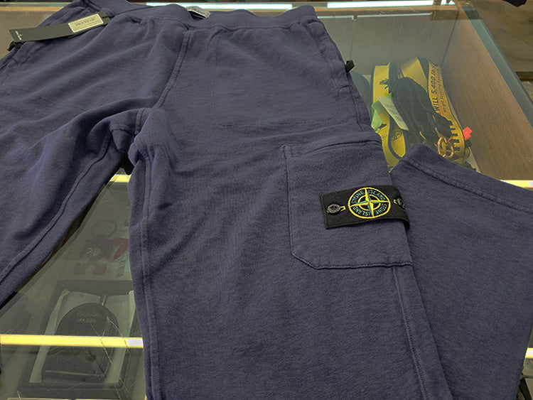 STONE ISLAND Logo Patch Fleece Jogger Sweatpants Men’s Navy