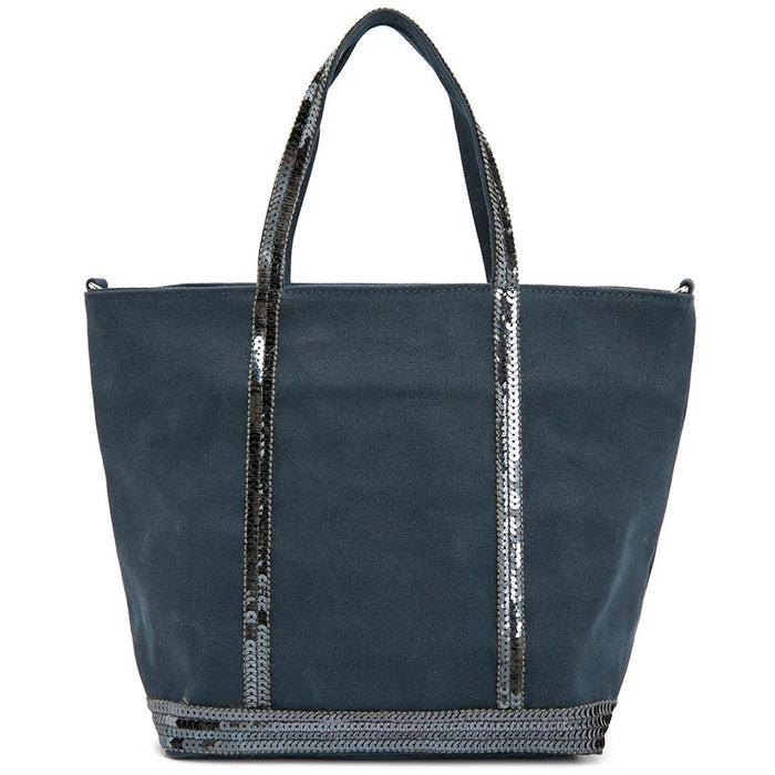 Vanessa Bruno Cabas S Women’s Tote Bag Navy Canvas Leather Trim