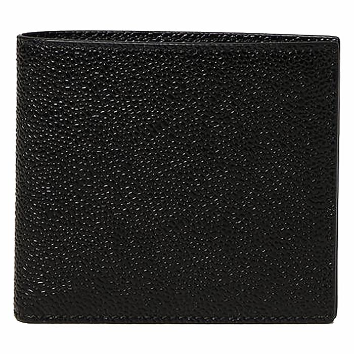 THOM BROWNE Tricolor Tab Pebble Leather Bifold Wallet