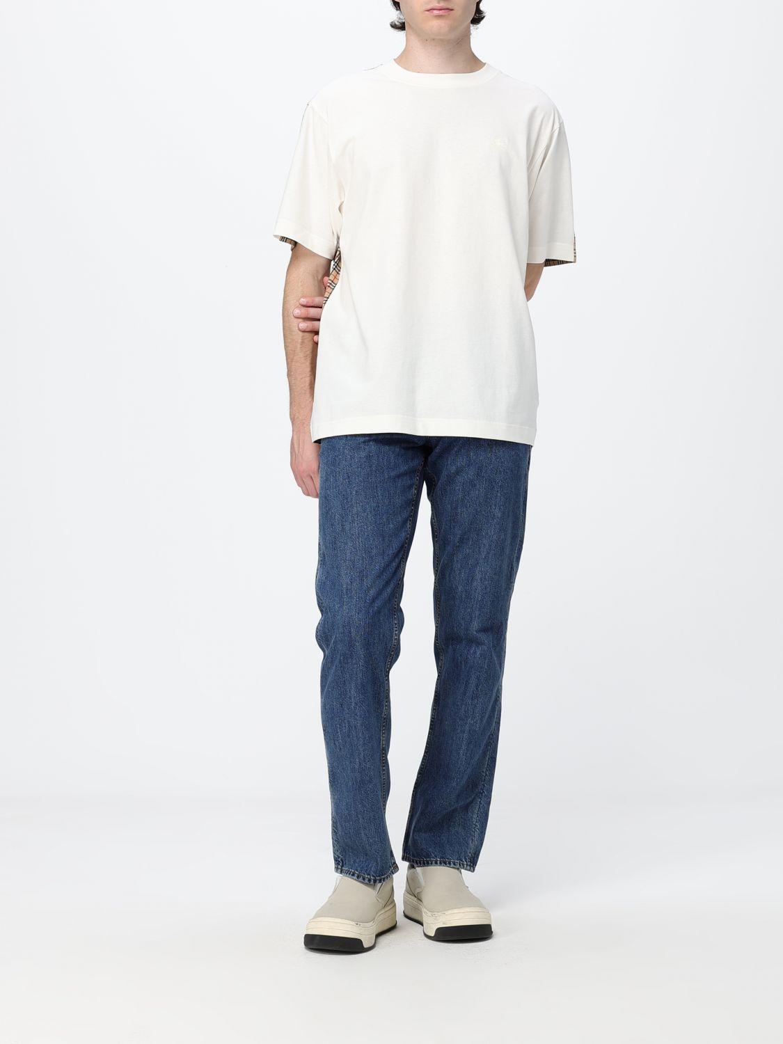BURBERRY Short Sleeve Logo T-Shirt Men's White Cotton