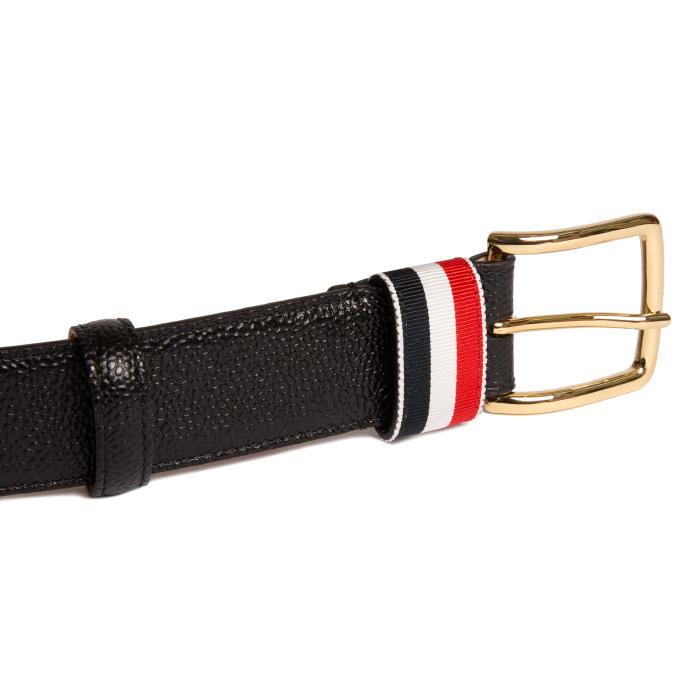 THOM BROWNE Black Pebble Leather Belt 35mm