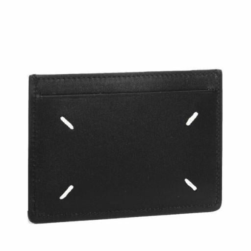Maison Margiela Black Leather Stitch Card Holder Wallet