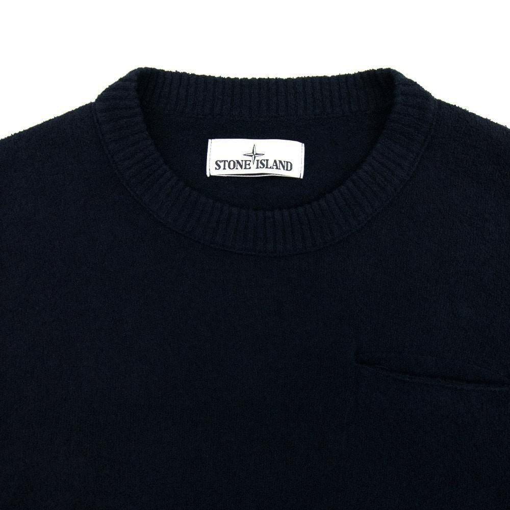 STONE ISLAND Navy Wappen Pocket Crewneck Knit Sweater 6815523B5 V0020