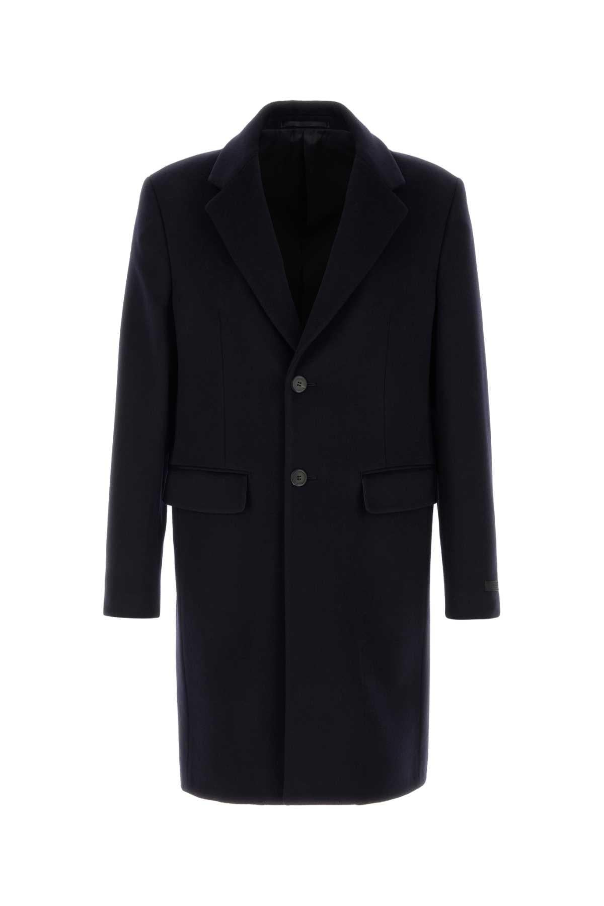 PRADA Black Wool Blend Long Coat