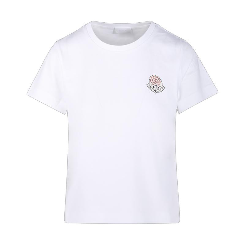 Moncler Women’s Logo Cotton Short Sleeve T-Shirt White 8C00023 89AJS 00A