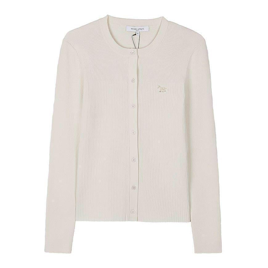 Maison Kitsune Baby Fox Ribbed Cardigan Women’s Beige Knit QW00502 KT1193 0063