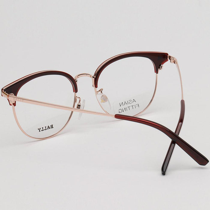 BALLY Asian Fit Round Half-Rim Eyeglasses Frame Gray Unisex