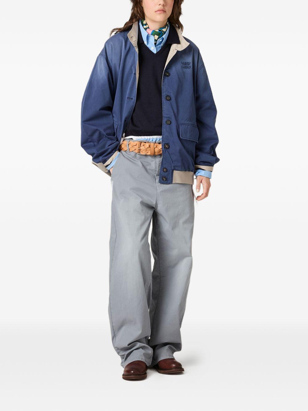 Miu Miu Wool Blend Cropped Trousers Navy