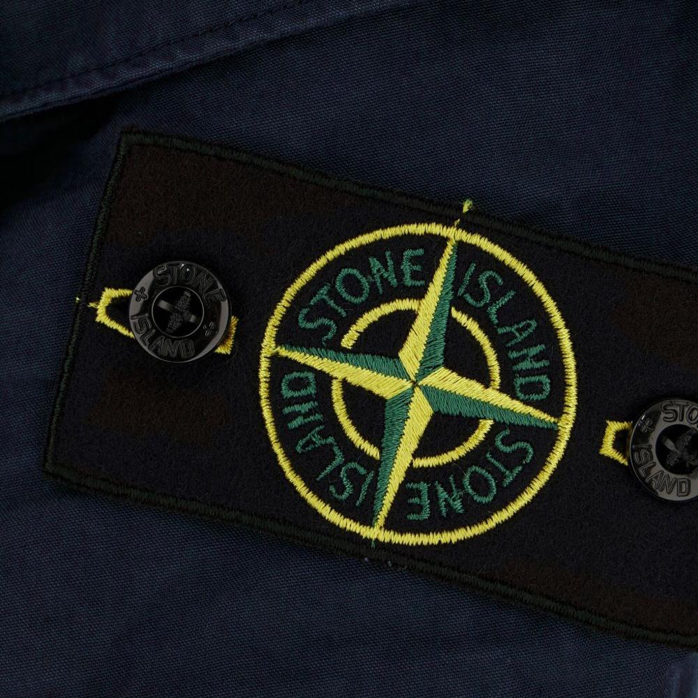 STONE ISLAND Brushed Organic Cotton Fleece Pocket Crewneck Sweatshirt Navy