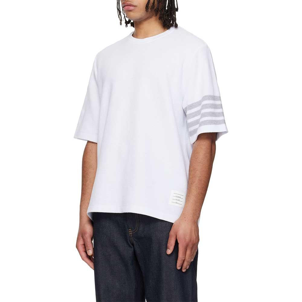 THOM BROWNE Men’s Short Sleeve 4-Bar Textured T-Shirt MJS296A J0248 100