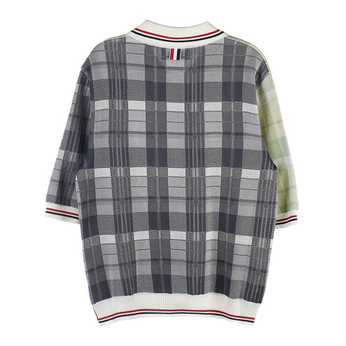 THOM BROWNE Fun Mix Check Jacquard Polo Shirt for Men