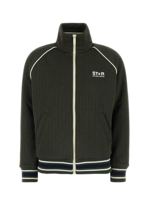GOLDEN GOOSE White Logo Zip Hoodie Sweatshirt