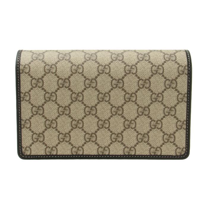GUCCI GG Emblem Super Mini Shoulder Bag Beige Brown Leather
