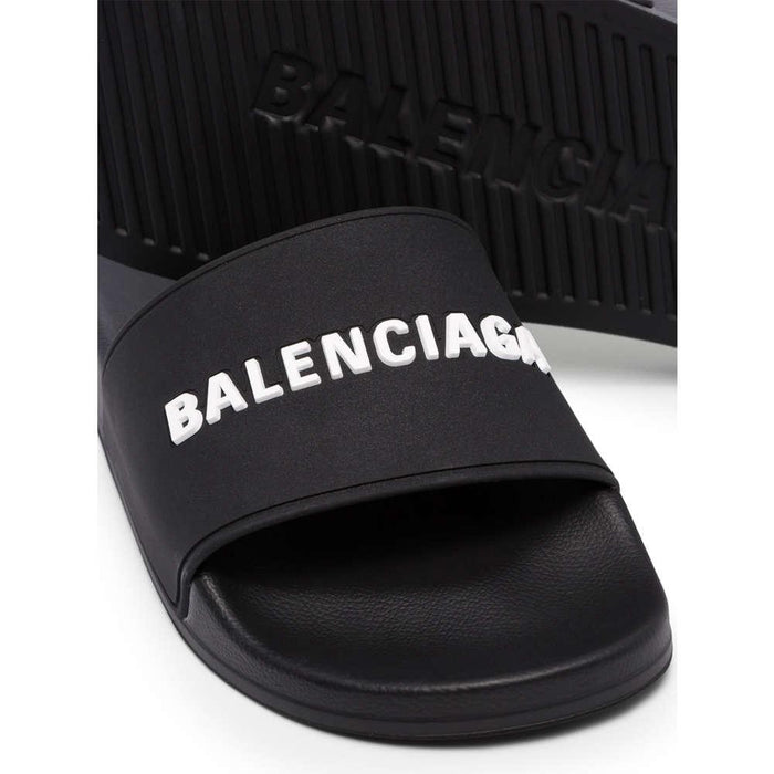 BALENCIAGA Logo Black Slide Sandals