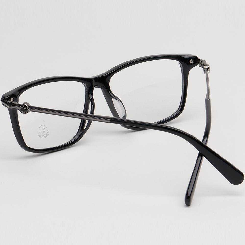 Moncler Black Square Acetate Eyeglass Frames Asian Fit ML5205F 001