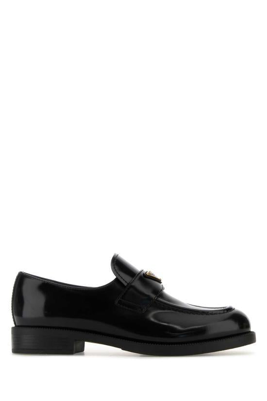 PRADA Brushed Leather Driving Loafers Black