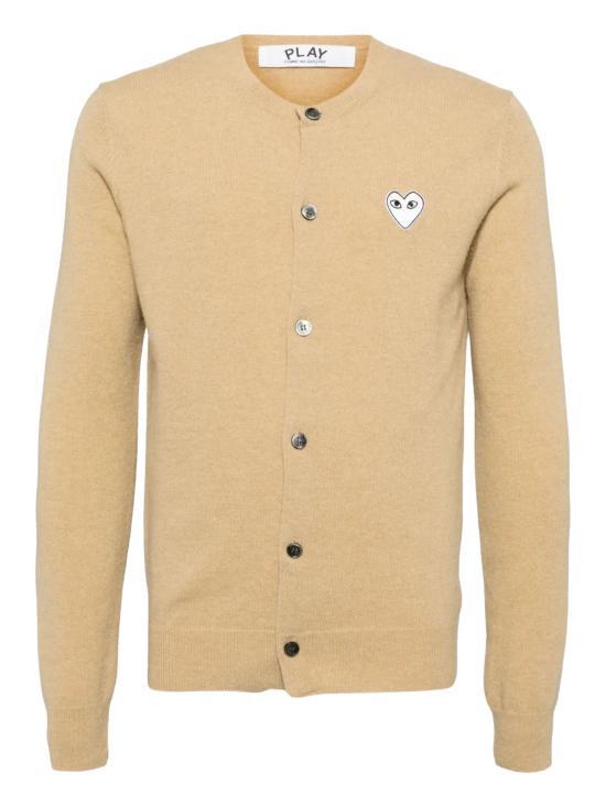 Comme des Garcons White Heart Patch Wool Cardigan Men AX N065 051 2