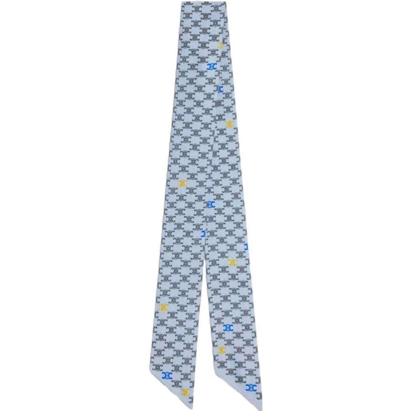 CELINE Silk Twill Scarf Blue Women’s Lavallière Style