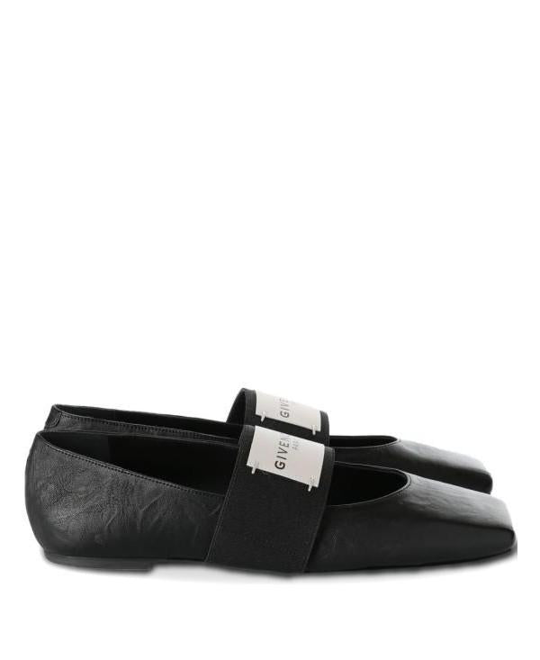 GIVENCHY Textured Effect Leather Sliced Square Ballet Flats