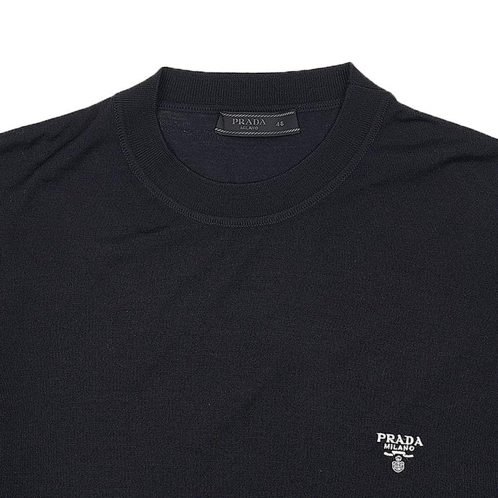PRADA Superfine Wool Crewneck Sweater Black Men’s