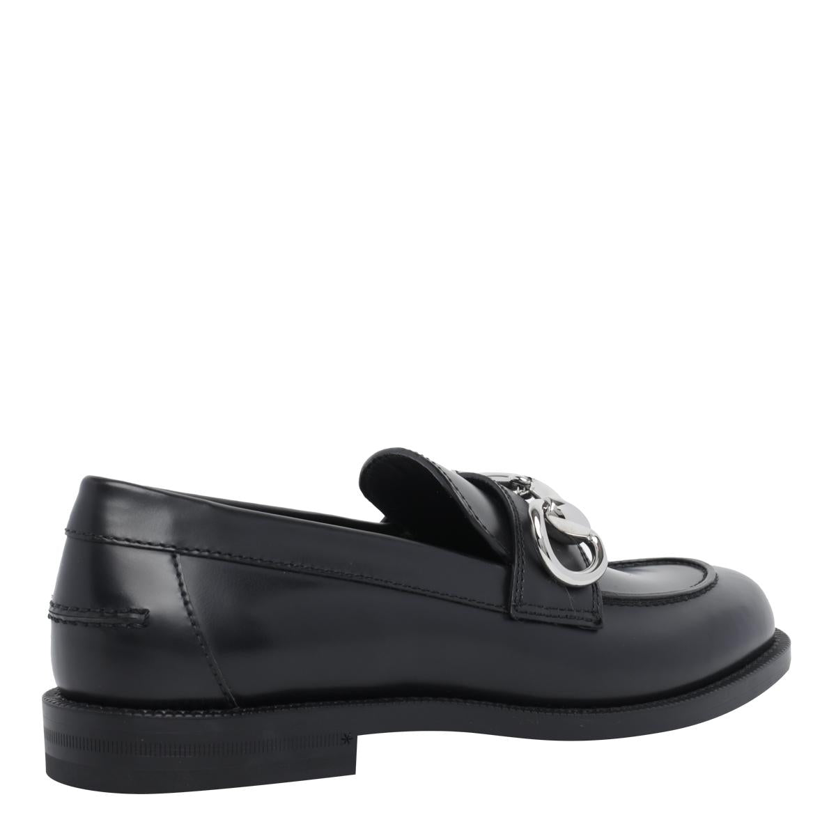 GUCCI Black Leather Loafer Womens Shoes