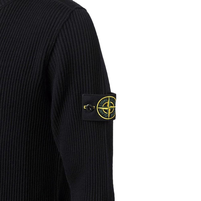 STONE ISLAND Ribbed Wool Crewneck Sweater with Logo Patch 7515521C2 V0020