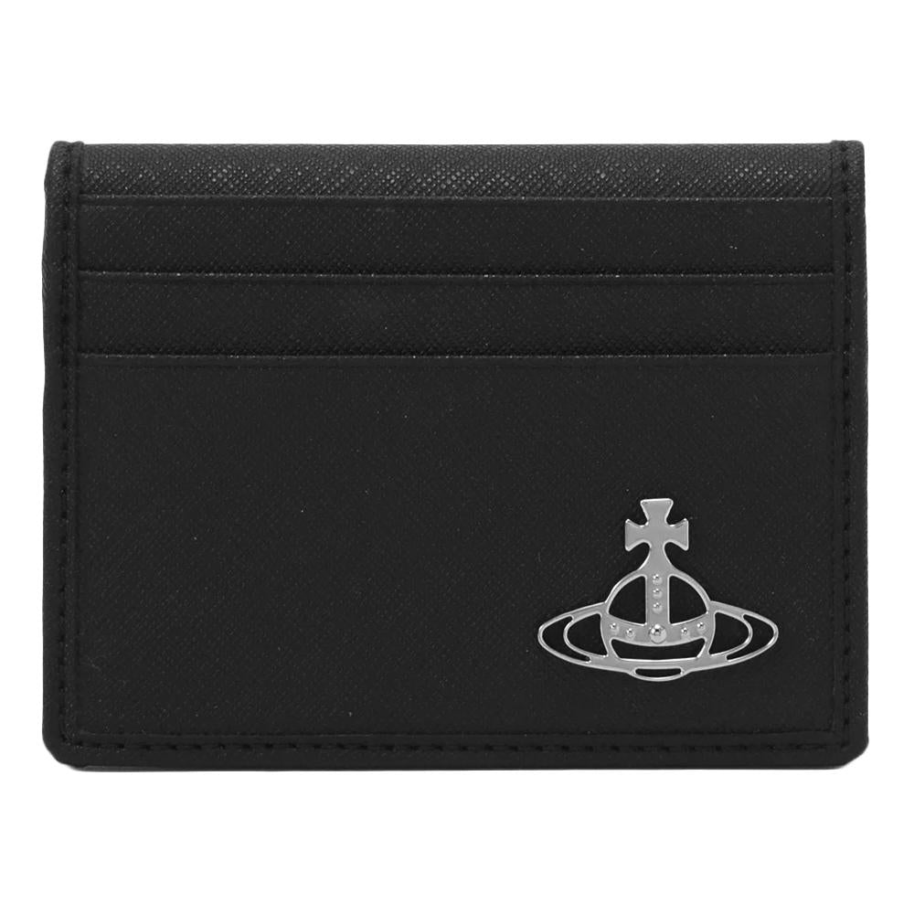 Vivienne Westwood Silver-Tone ORB Flap Card Holder Wallet 5402000EM S000B N401